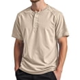 thumbnail image 3 of Henley Shirts for Men Summer Casual Short Raglan Sleeve Crewneck Relaxed Fit Athletic Tshirts Mens Tees, 3 of 5