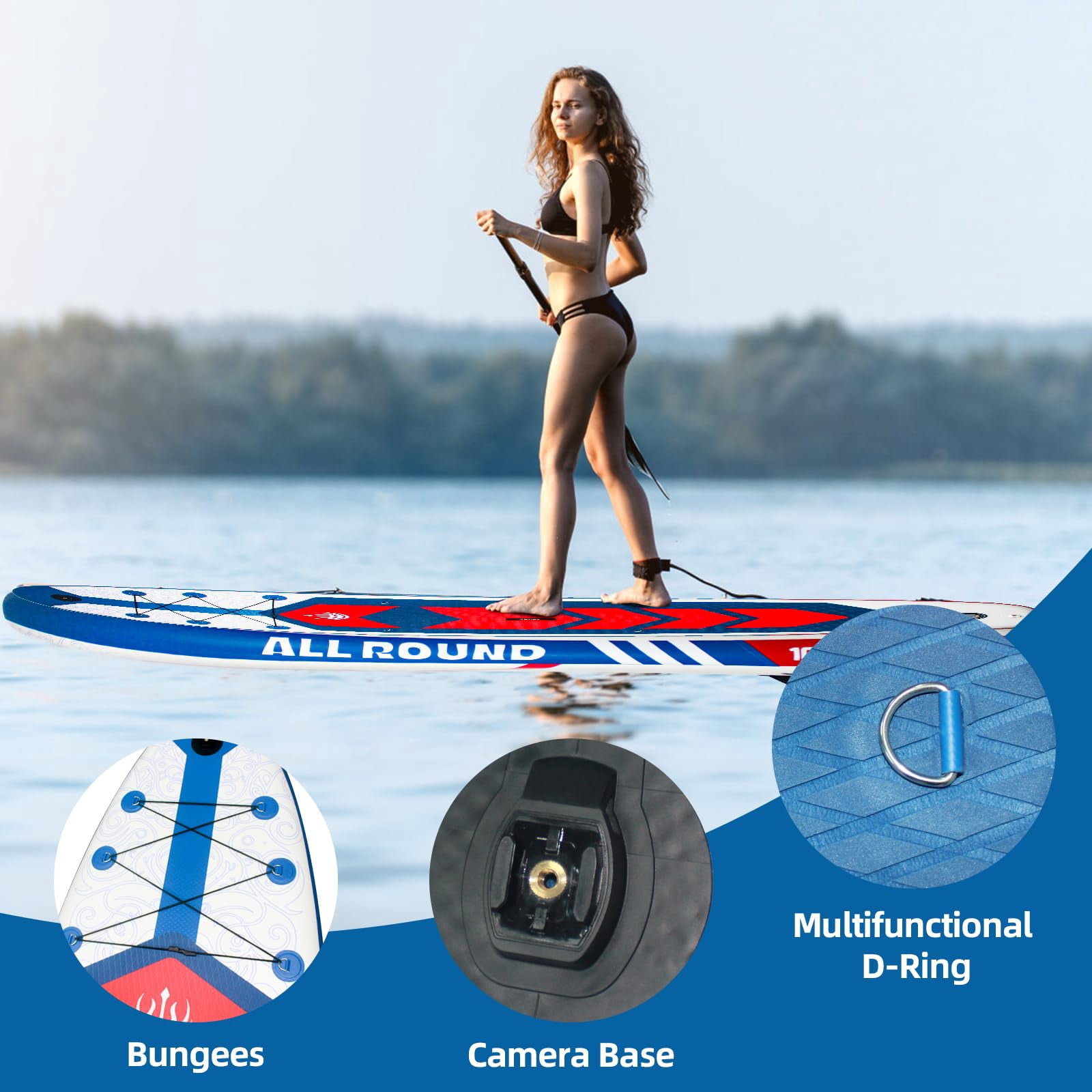 Inflatable Stand Up Paddle Boards, with SUP Paddle Board Accessories, Wide Stable Design, Non-Slip Comfort Deck for Youth & Adults