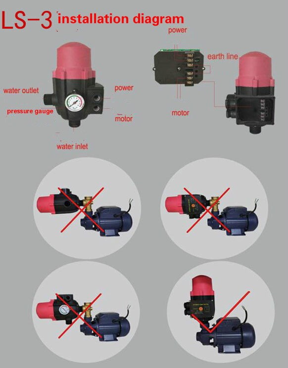 household Water Pump Adjustable Pressure Sensor Switch intelligent ...