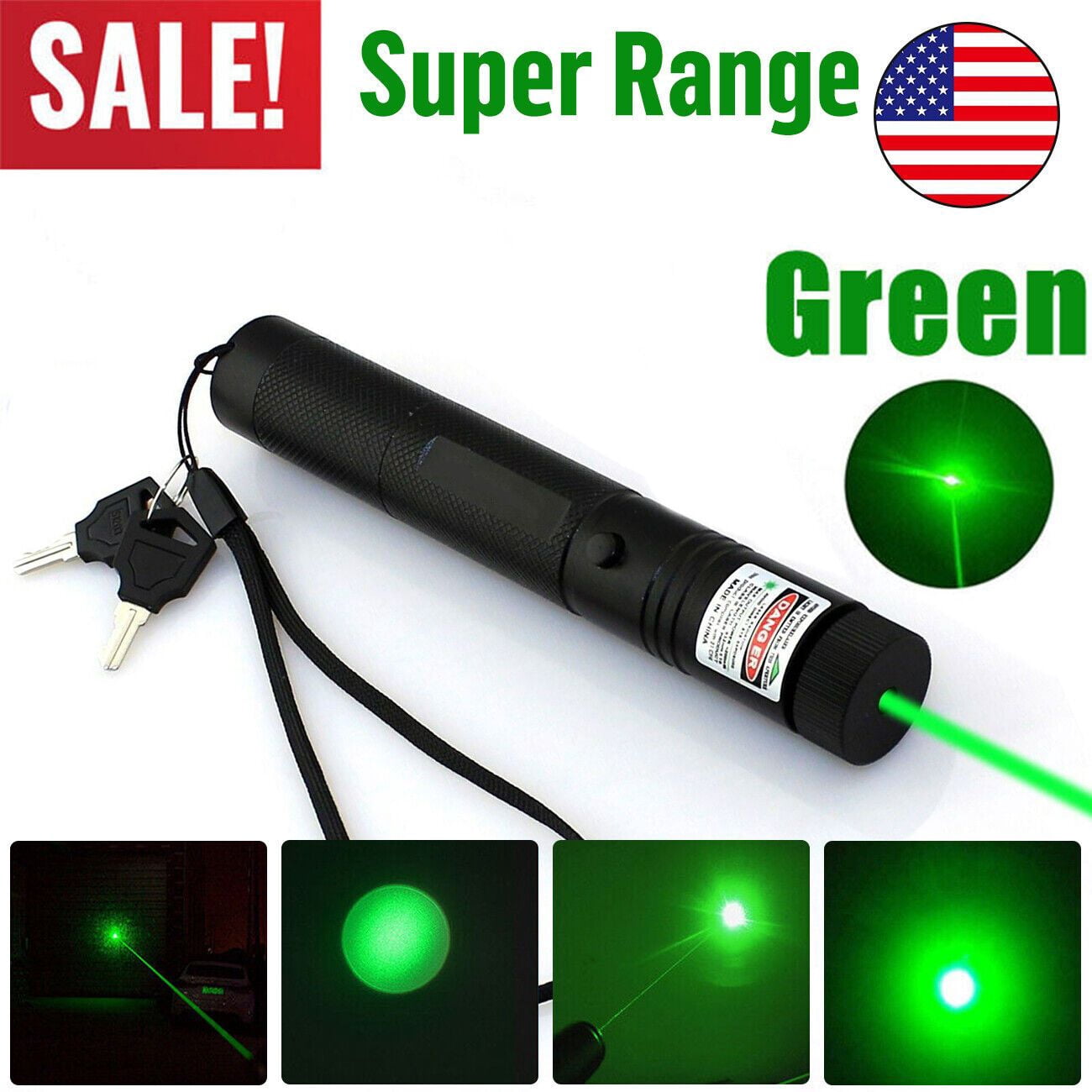 Green Laser Pointer Pen Assassin Visible Lazer+Battery+Charger 1mw