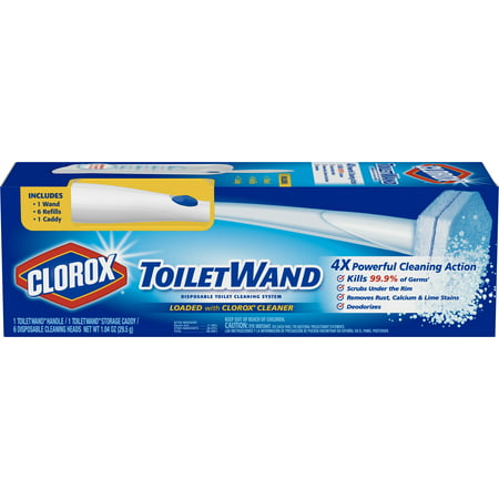 Clorox ToiletWand Disposable Toilet Cleaning System - ToiletWand, Storage Caddy and 6 Disinfecting ToiletWand Refill (Best Way To Clean White Grout In Shower)