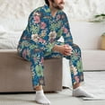 thumbnail image 6 of KLL Colorful Flowers Sleepwear Mens Flannel Pajamas,Long Cotton Pj Set, 6 of 7