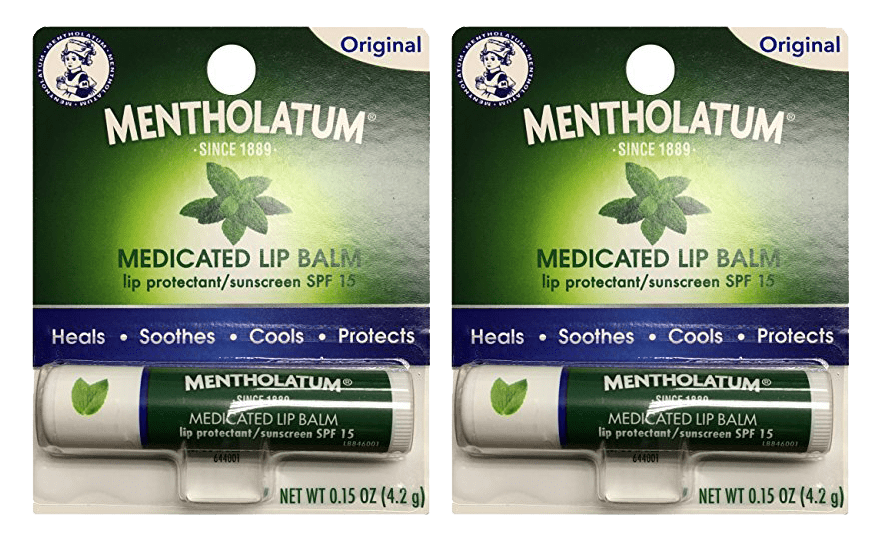 Mentholatum Medicated Lip Balm SPF 15, Original, 0.15 oz (Pack of 2