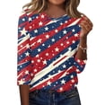 thumbnail image 2 of HAVUITYY Independence Day 3/4 Sleeve Sweaters for Womens, Fashionable American Flag 4th of July Womens Tops, Women's Lightweight Spring Casual Blouse, 2 of 5
