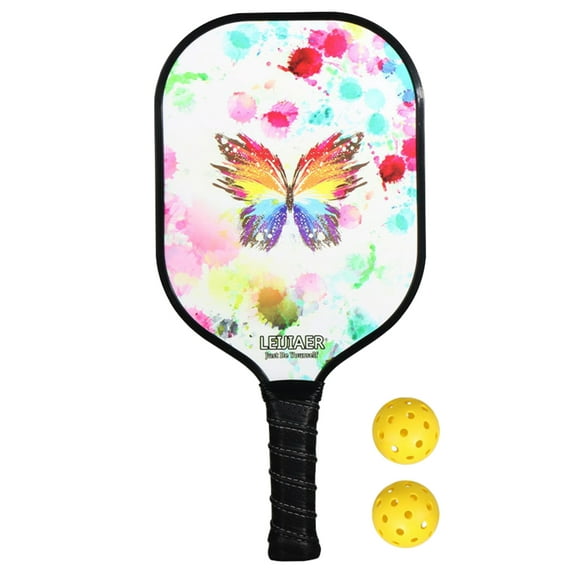 Ultralight Pickleball Paddle and Ball Set Carbon Fiber Surface Pickle Ball Racket 1 Paddles with 2 Balls