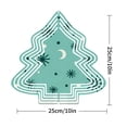 thumbnail image 3 of Stylish Metal Hanging Christmas Tree Wind Spinner - Teal Background with White Concentric Lines Snowflakes Design for Garden Decor, 3 of 7