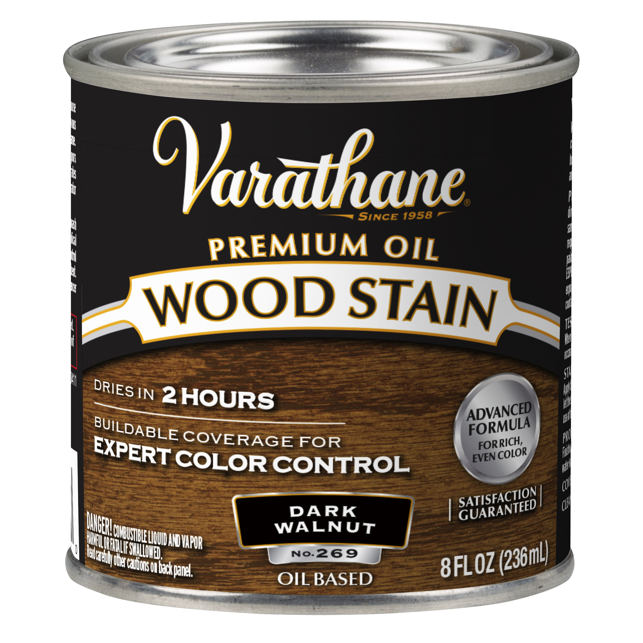 4 Pack, Dark Walnut, Varathane Premium Oil-Based Interior Wood Stain-211807, Half Pint