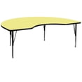 thumbnail image 1 of 48''W x 72''L Kidney Yellow Thermal Laminate Activity Table - Height Adjustable Short Legs, 1 of 3