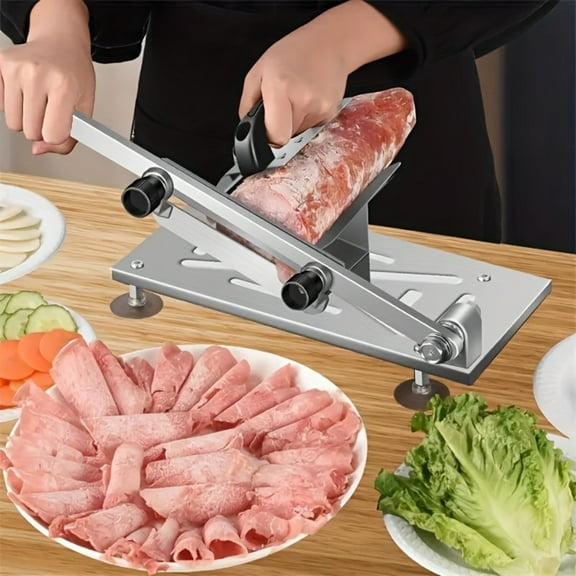 Manual frozen meat slicer, upgraded stainless steel meat cutter, suitable for beef, lamb, pork rolls, suitable for hot pot, barbecue, sandwiches, Korean style barbecue home cooking food slicer