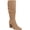 khaki, variant on Womens Faux Suede Knee High Boots Pointed Toe High Chunky Heel Side Zipper Party Dress Booties