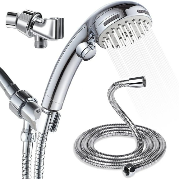 SUPTREE Shower Head with Handheld High Pressure Shower Heads Attached with Extra Long Hose for Bathroom