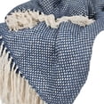 thumbnail image 4 of HomeRoots 518779 Navy Blue Woven 100 Percent Cotton Throw Blanket, 4 of 6