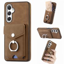 Decase Wallet Case for Samsung Galaxy A14 5G, Luxury Shockproof Magnetic PU Leather Credit Card Slot with Built-in 360? Rotation Ring Holder Stand Protective Case, brown