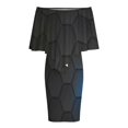 thumbnail image 5 of Abstract Honeycomb Women's Off The Shoulder Ruffles Summer Wedding Guest Loose Casual Party Beach Dress, 5 of 9