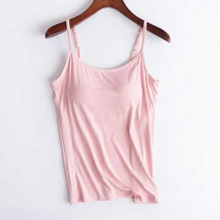 iHengLiXing Clearance 2025 Plus Size Tank Tops for Women Dressy Casual Ladies Camisole With Chest Pad No Steel Rings Cup Body Bottom Underwear Yoga Sports Beige S