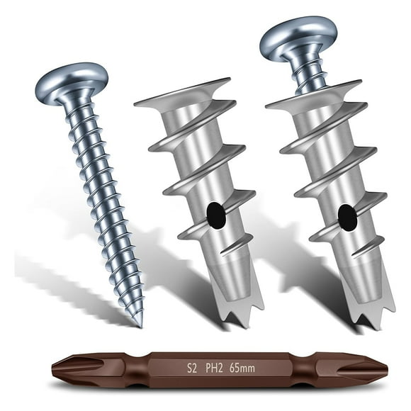 Zinc Self Drilling Drywall Anchors, Hollow Wall Anchor & Screw Kit, Drywall Screws, 25PCS Heavy Duty Metal Wall Anchors