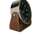 thumbnail image 4 of DecMode Stainless Steel Modern Round Decorative Desk Clock 7"W x 7"H, with Metallic Silver and Leathery Brown Stand, 4 of 8