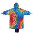 thumbnail image 2 of Oversized Wearable Blanket Hoodie,Colorful Tie Dye Pattern Sherpa Blanket Hoodie with Super Pockets,Super Warm Fuzzy Pullover for Women & Men, 2 of 6