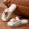 thumbnail image 5 of NexTorq Striped Dachshund Fuzzy Open Toe Slippers for Women Wide Large Size Slip On Indoor Bedroom House Slippers Soft Fluffy Comfort Womens Home Footwear, Khaki, 7, 5 of 9