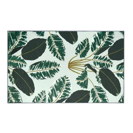 My Magic Carpet 3'x5' Machine Washable Non-Slip Kitchen Entryway Area Rug - Hojas Cubanas Mint
