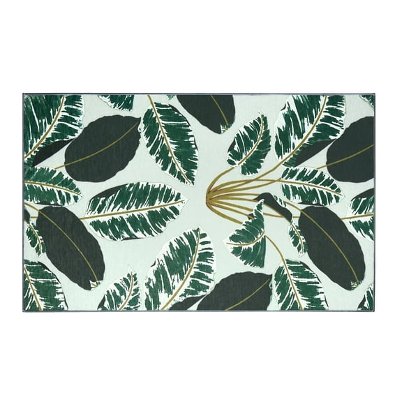 My Magic Carpet 3'x5' Machine Washable Non-Slip Kitchen Entryway Area Rug - Hojas Cubanas Mint
