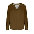 thumbnail image 6 of Wensltd Women's Long Sleeve Shirt Button-Up V-Neck Solid Color Spring Fall Top for Office Work, 6 of 7