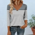 thumbnail image 3 of JTZGDY 3/4 Sleeve Tops for Women Dressy Casual Summer V Neck Floral Pattern Graphic T-Shirts Loose Fit Comfy Tunic Blouse for Leggings Gray#01 XXXL, 3 of 7