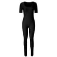 thumbnail image 4 of LOVZFMLL Combinaison Moulante à Manches Courtes et Col Bas pour Femmes, Rehausse-Fesses, Noir TTG, 4 of 6
