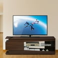 thumbnail image 3 of Furinno FVR Entertainment Center with 1 Drawer and Glass Shelf, Walnut FVR7294WN, 3 of 6