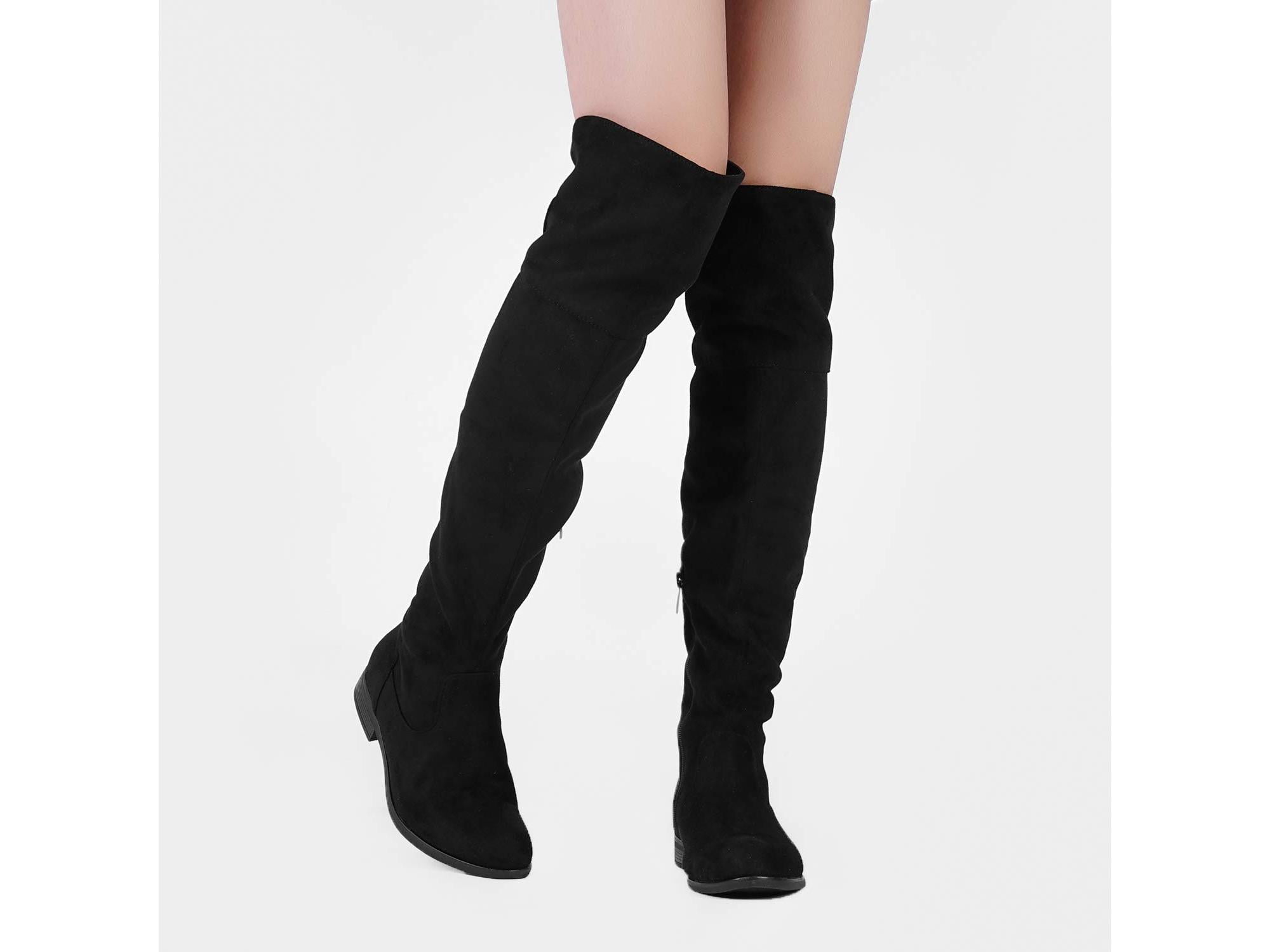 DREAM PAIRS Womens Thigh High Fashion Boots Over The Knee Block Heel Boots 