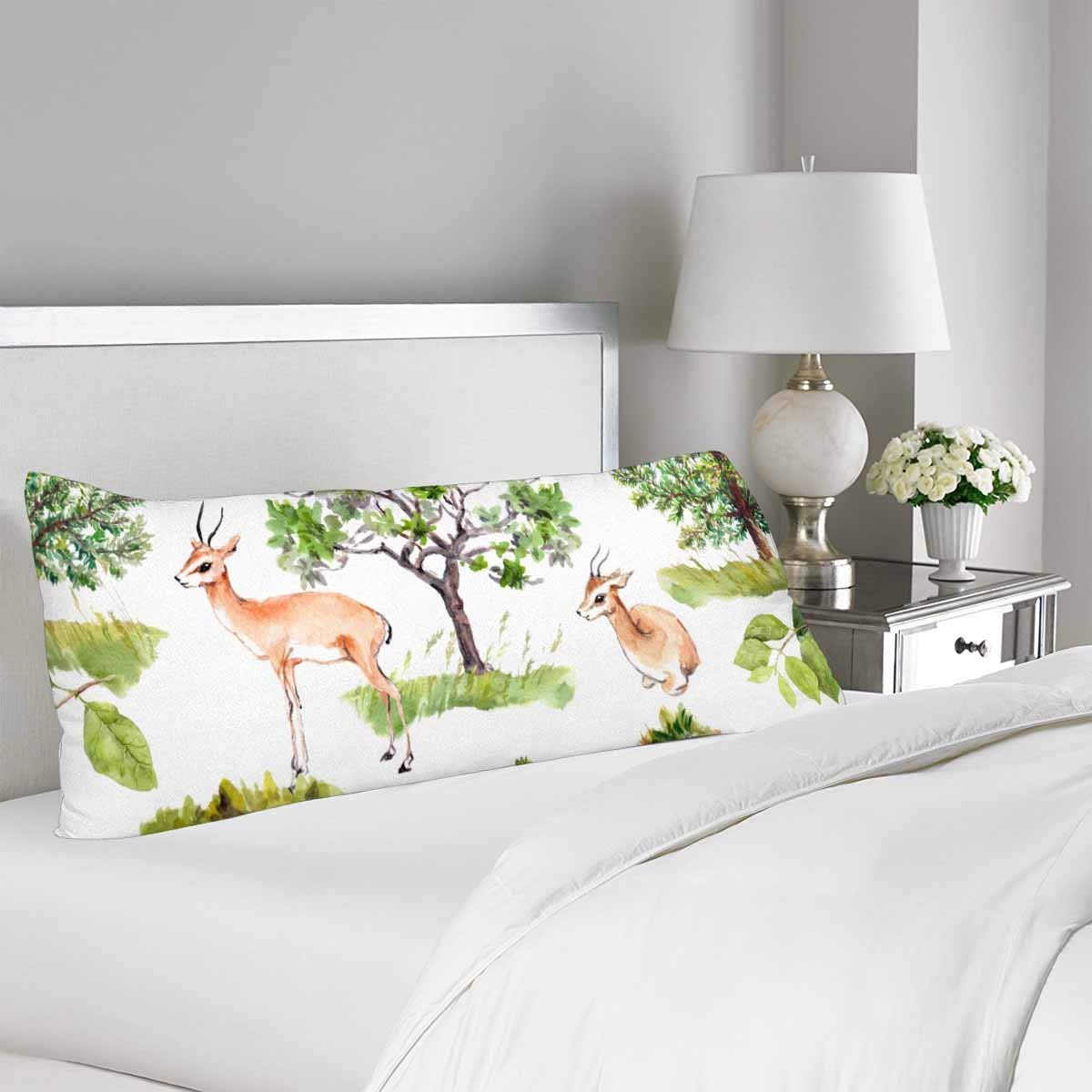 GCKG Green Trees Park Forest Deer Body Pillow Covers Pillowcase 20x60