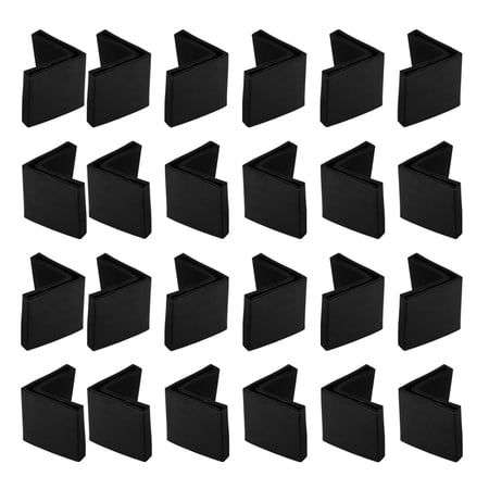 24 Pcs Black Soft Angle Iron Foot Pad L Shaped Edge Leg Cover 50 x 50mm