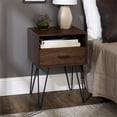thumbnail image 2 of Croft Mid-Century Modern Metal Hairpin Leg 1-Drawer End Table Set in Dark Walnut, 2 of 7
