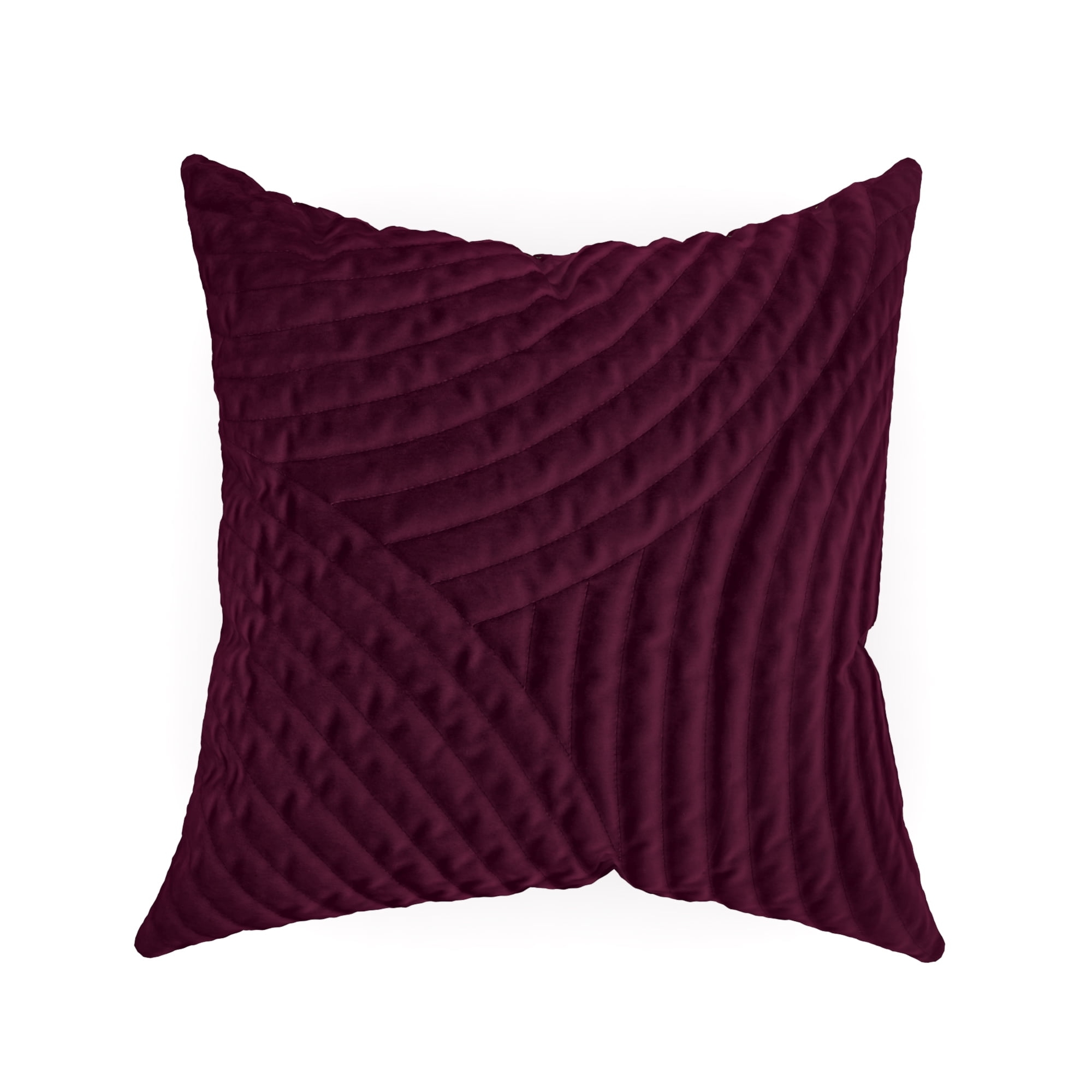Decorative Throw Pillow Cover, 18” x 18”, Magenta, Quilted Geometric