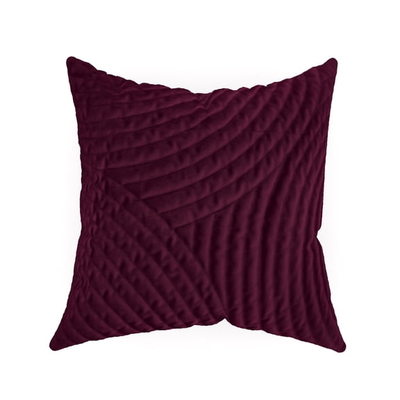 Decorative Throw Pillow Cover, 18” x 18”, Magenta, Quilted Geometric Pattern on Poly Velvet Creating a Natural Sense of Style For Any Living Room, Bed, and Sofa.