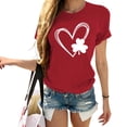 thumbnail image 2 of Pxiakgy Vente Chaude! T-Shirt Trèfle de la Saint-Patrick pour Femmes Chanceux Irlandais à Manches Courtes T-Shirt Graphique Trèfle Mode Décontractée Imprimé Amour Col Rond Manches Courtes T-Shirt Rouge m, 2 of 4