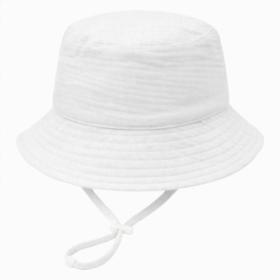 Gubotare Boy Sun Hat UPF 50 Beach Baby Sun Hat Sun Protection Cute Wide Brim Summer Baby Boy Bucket Hats Toddler Sun Hats for Girl 6 12 Months (White,6-12 Months)