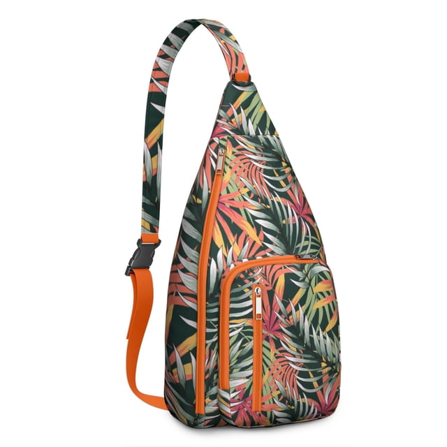 Vibrant Floral Sling Backpack - Colorful Hawaiian Inspired Print Shoulder Bag, Fashion Forward Design
