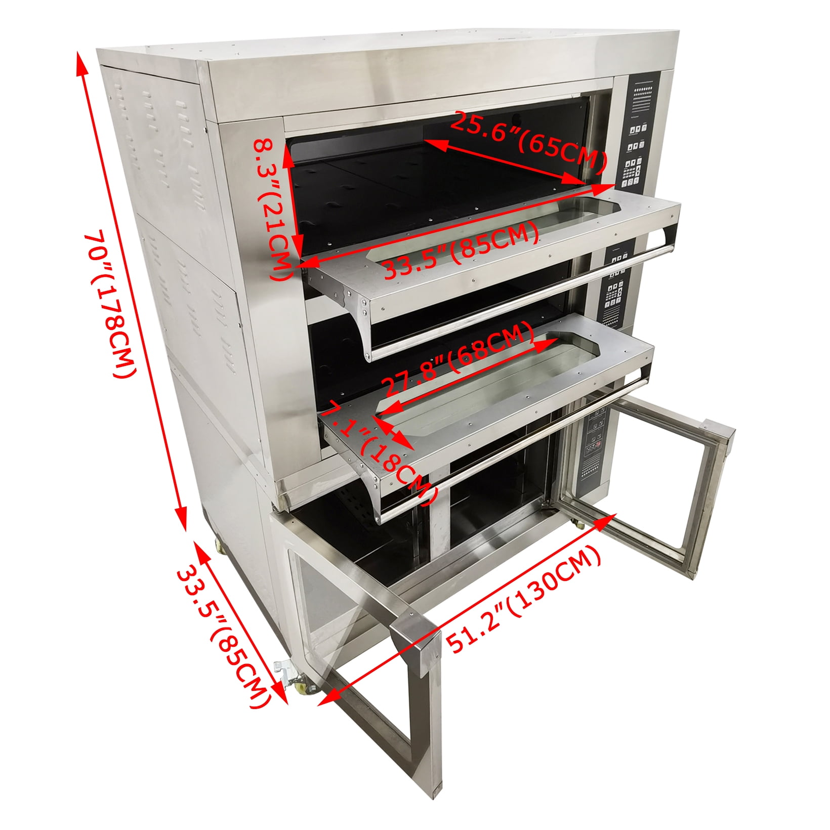 Triple Pizza Oven Machine Commercial with Fermentation Tank 4 Baking Sheets 8 Fermentation Sheets 220V 3PH