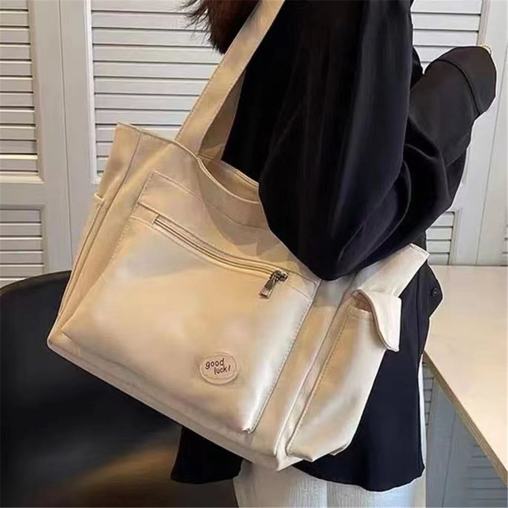★TOUT Y EST★ Multi-square tote bag medium AGTB136704 50052 AESTTY Multi Pocket Canvas Tote Bag with Zipper, Large Work