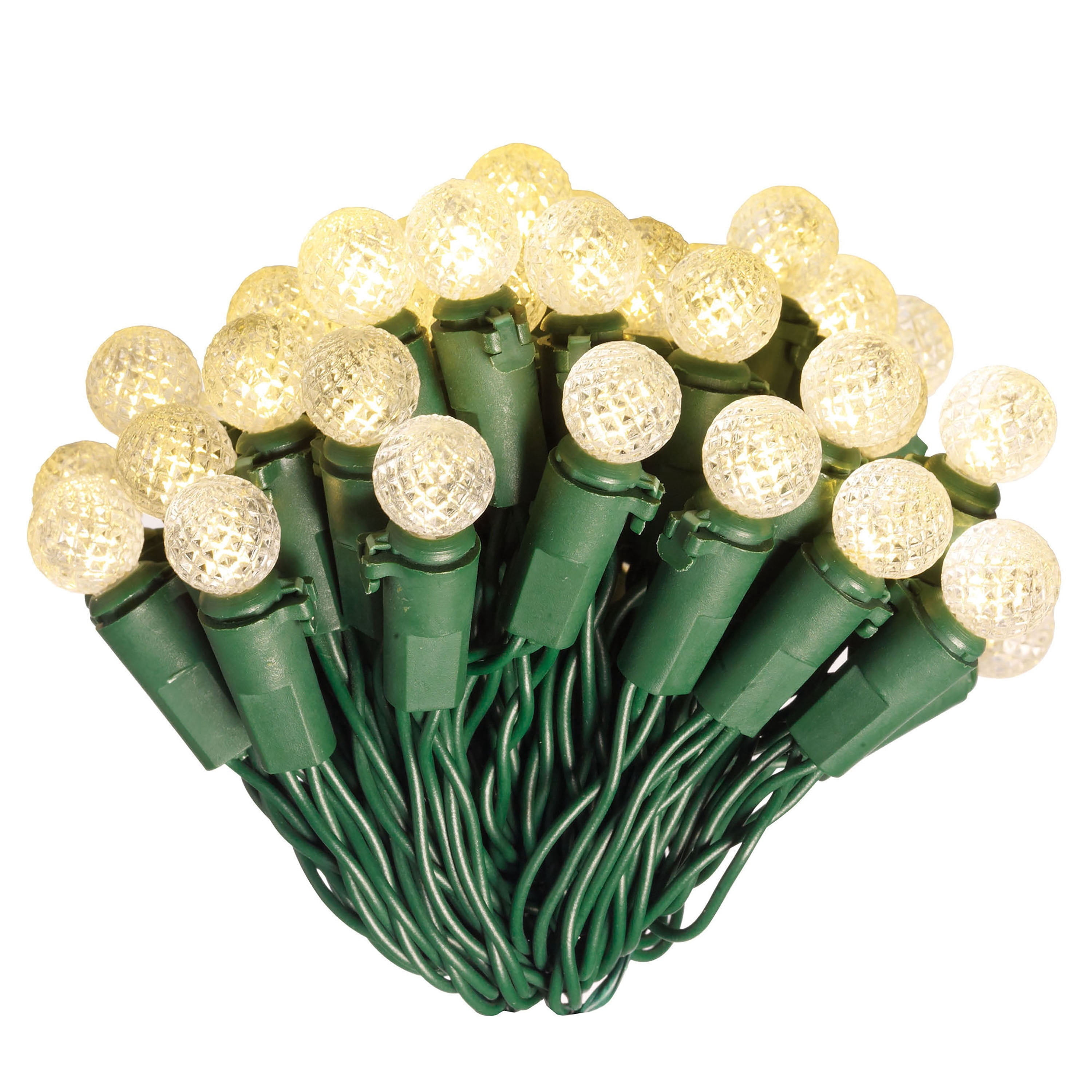 Indoor/Outdoor 50-Count LED 8-Function G12 Christmas String Lights, Warm White, Green Wire, 12.5', by Holiday Time