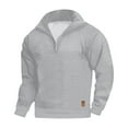 thumbnail image 1 of Homme Pull Décontracté Uni Mode Manches Longues Col Montant Blouse à Fermeture Éclair, 1 of 1