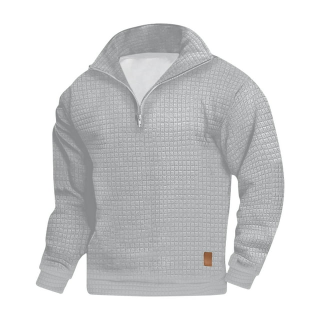 Homme Pull Décontracté Uni Mode Manches Longues Col Montant Blouse à Fermeture Éclair