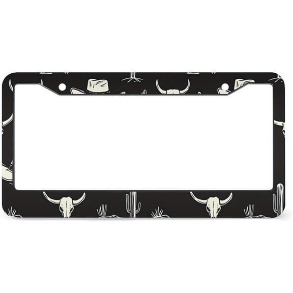 Western Cowboy And Cactus License Plate Frames for Men And Women, Cute And Humorous Metal Tag Car Additions for Front And Rear Plates with 2 Holes