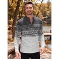 thumbnail image 5 of COOFANDY Mens Quarter Zip Pullover Sweaters Casual Slim Fit Knit Texture Sweater Fair Isle Pattern, 5 of 7