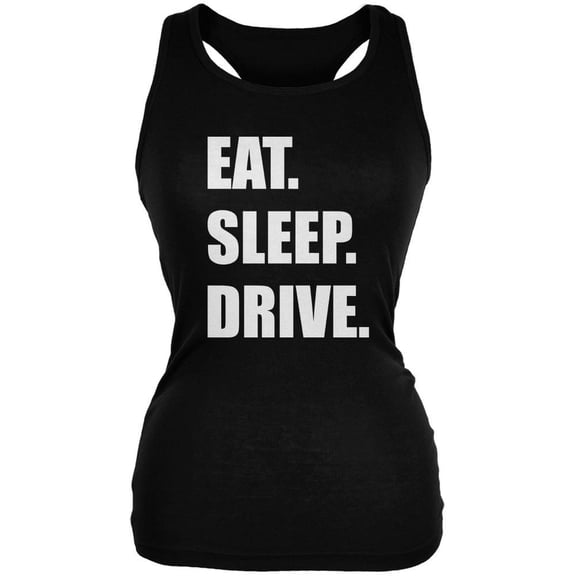 Eat Sleep Drive Black Juniors Soft Tank Top - Medium