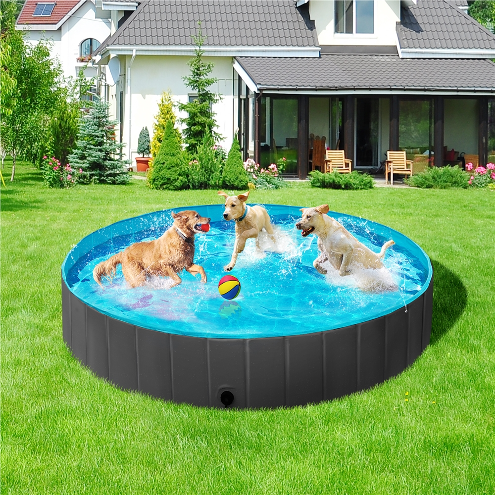 Alden Design Foldable Pet Pool for Garden Yard, 4XL, Black