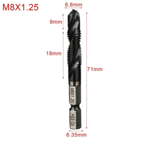 

6Pcs M3-M10 Tialn Coated Hssco M35 Cobalt Taps 1/4In Hex Screw Tap Drill Bits
