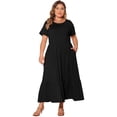 thumbnail image 3 of DARING DIVA Women's Plus Size Short Sleeve Crew Neck Flowy Maxi T-Shirt Dress 2X Black, 3 of 6