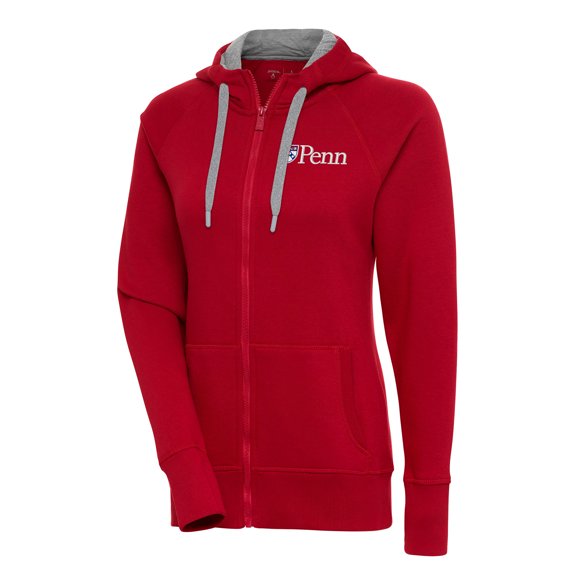Women's Antigua Red Pennsylvania Quakers Victory Full-Zip Hoodie
